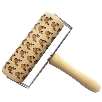 

〖Follure〗Embossed Rolling Pin Christmas Wooden Rolling Pins For Baking Embossed Cookies