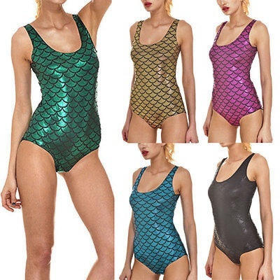 

New Fashion Women One-Piece Push Up Padded Bikini Fish Scales Pattern Swimsuit Swimwear Bathing Suit Monokini Plus Size