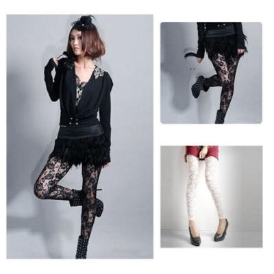 

Sexy Women Lady Rose Lace Through Leggings Pants Footless Tights Two Colors New