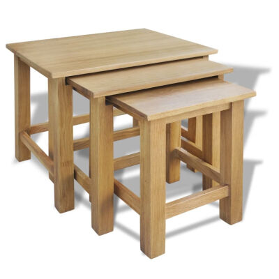 

Nest of Tables 3 Pieces Solid Oak Wood