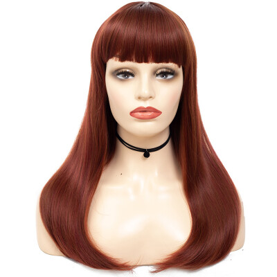 

Fashionable Neat Fringe Smooth Straight Long Wig