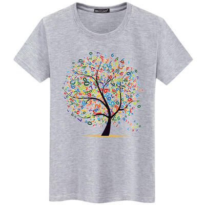 

Mens T-shirt Cotton Hip Hop T-shirt Tree Print Casual Fashion T-shirt Mens Short-sleeved Personality Funny T-shirt