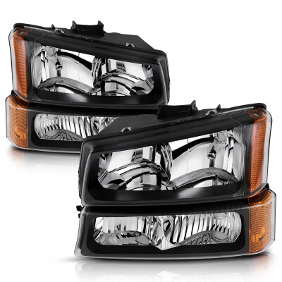 

For 2003-2006 Chevy Silverado Avalanche 1500 2500 3500 Chrome Housing Headlamps Replacement Bumper Parking lights