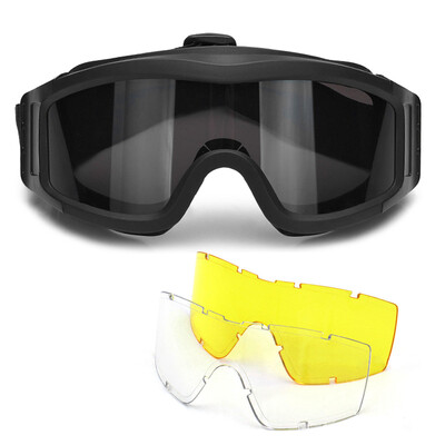 

Outdoor Military Goggles UV400 Protective Goggles Dustproof Cycling Training CS Gaming Goggles Eyewear with 2 Interchageable Lens