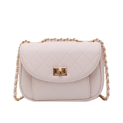 

Bag female 2019 new Korean fashion rhombic embroidery line casual wild chain hand strap shoulder slung bucket bag