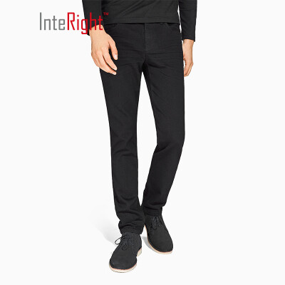 

INTERIGHT jeans mens business casual super elastic fit slim hair warm jeans black 34 yards XL