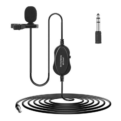 

Professional 35mm Recording Condenser Lavalier Microphone Portable Omni-directional Interview Mic with 65mm Adapter for Smartpho