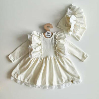 

UK Autumn Winter Infant Baby Girl Dress Cotton Lace Long Sleeve Dress Clothes