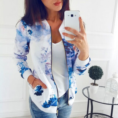 

Autumn Fashion Womens Casual Floral Printing Long Sleeve Outwear Coat Oversize