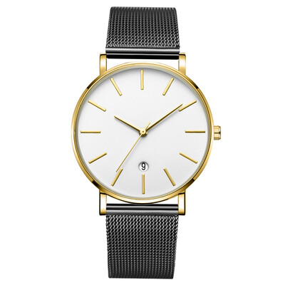 

Gobestart Fashion Simple Simple Casual Calendar Business Net With Strap Mens Watch