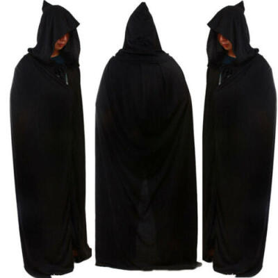 

Halloween Hooded Cape Adult Unisex Long Cloak Black Costume Dress Coats Gifts US