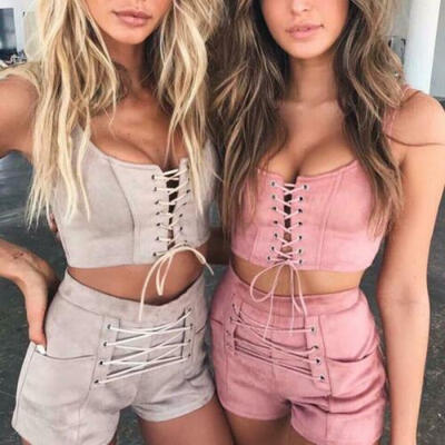 

Women 2 Piece Set Crop Top&Shorts Bodycon Outfits Short Sport Jumpsuit UK