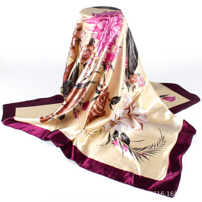 

Korean version of the silk scarf large square scarf satin scarf chain large square factory outlet