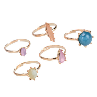 

Retro Ring Available Gem Individual Jewelry 5PCS Personalized Five Ring Gem Ring Creative Retro Ring