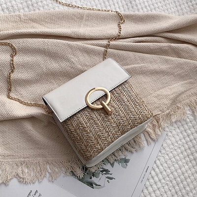 

New small bag female 2019 summer tide Korean fashion crossbody bag wild chain small square bag retro straw bag