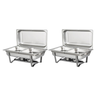 

Ktaxon Pack of 2 7 Quart Full Size Chafing Dishes Buffet Food Grade Stainless Steel Catering Chafer Warmer Set