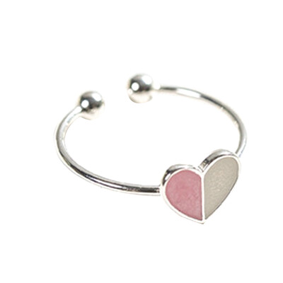 

Silver Pink Heart Ring Wedding Jewelry Simple design Hearts Adjustable Rings for Women Girl Gift