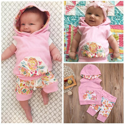 

Newborn Baby Girls Floral Clothes Hoodie Tops T-shirt Pants 2pcs Outfit Set New
