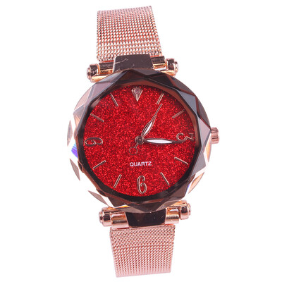 

Womens quartz watch simple diamond mesh with starry watch vibrato