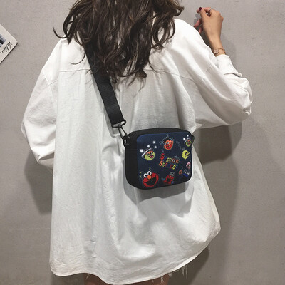 

Cartoon Sesame Street Crossbody Female 2019 New Wave Wild Cute Small Bag Japanese Harajuku Student Canvas Bag