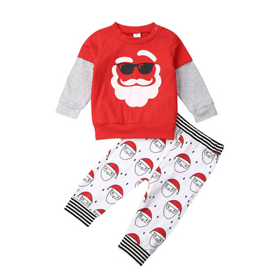 

2pcs Kids Baby Girls Christmas Santa Claus Tops Pants Outfits Xmas Set