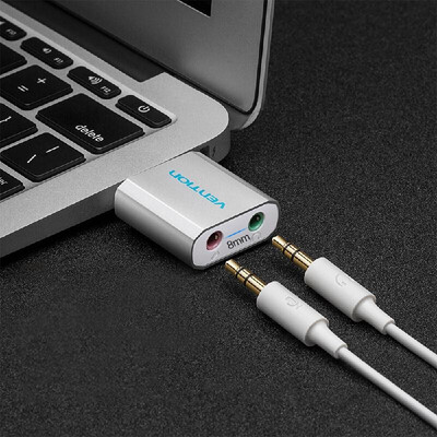 

VENTION USB External Sound Card with 35mm Stereo Earphone Mic Adapter Driver-free for PC Laptop PS4 Black