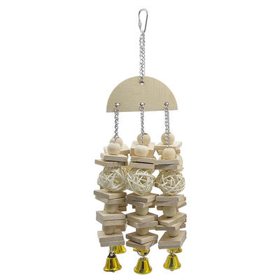 

Bird Toy Rattan Ball Climbing Ladder Parrot Bite Hanging Cage Toys wBell