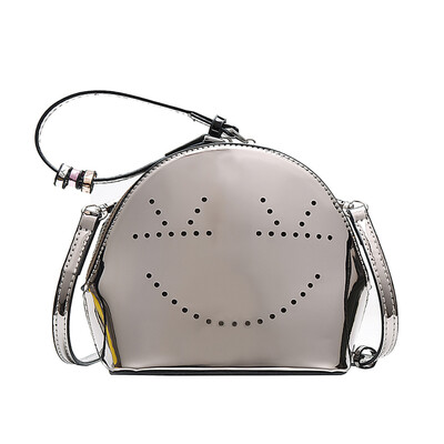 

Tailored Women Smile Dot Shoulder Bag Leather Hollow Out Crossbody Bag Beading Handle Bag