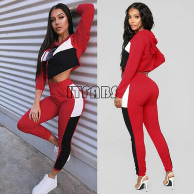 

2Pcs Womens Sportswear Jogging Hoodies Sport Tops Pants Tracksuit Sweatshirt