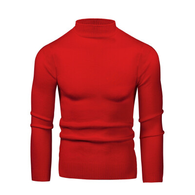 

Toponeto Mens Round Neck Low Collar Large Elastic Long Sleeve Bottoming Sweater Sweater