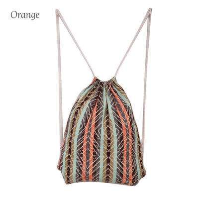 

National Wind Drawstring Bag Canvas Storage Shoulders Bag Leisure Travel Rucksack For Women Teenager