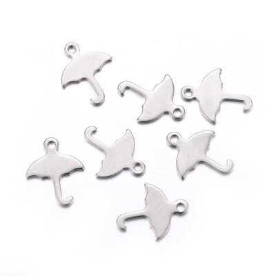 

304 Stainless Steel Charms Umbrella Stainless Steel Color 14x11x08mm Hole 14mm
