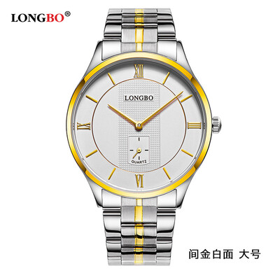 

Fashion steel belt watch male Roman numeral square small seconds waterproof mens watch 80230