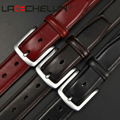 

Mens pin buckle Korean business belt mens first layer leather soft leather belt