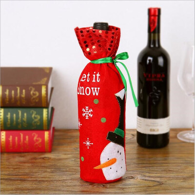 

FUNNYBUNNY snowman&Santa Claus Wine Bottle Cover Bag for Table Decorations Gift Bag Christmas Wine Bottle Bag