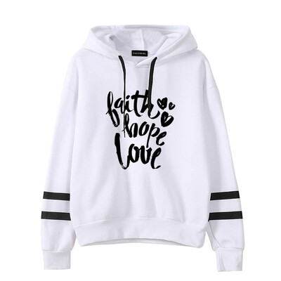 

New Autumn And Winter Women Teen Girl Casual Hoodie Faith Hope Love Printed Hooded Sweatshirt Pullover Tops