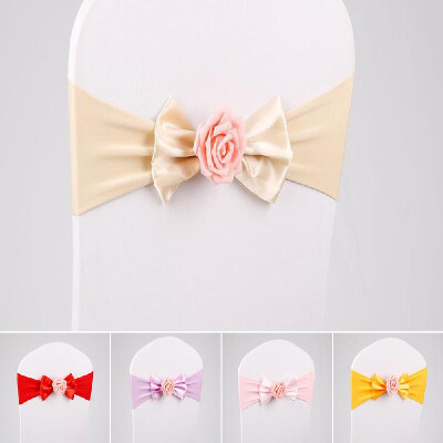 

Chair Sashes Bands Artificial Flower Chair Bows for Wedding Party Ceremony Banquet