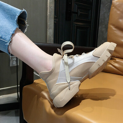 

Leisure Fashion Daddy Shoes Female Qiubai Shoes Small White Shoes Thick soles Breathable Flower Sports Shoes
