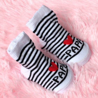 

1 Pair Infant Warmer Baby Striped Sock Princess Socks Love Mama Papa Socks Baby Gifts Original