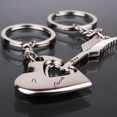 

Arrow I Love You Heart & Key Couple Keychain Ring Keyring Keyfob Lover Gift