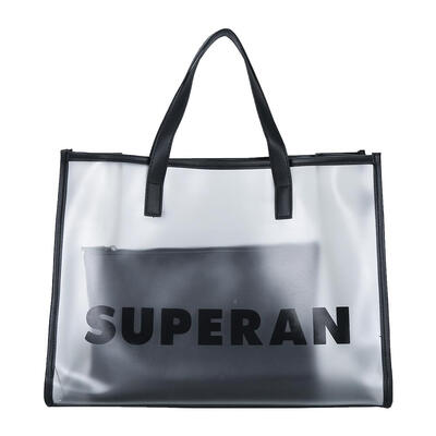 

2pcsset Letter Print Shoulder Handbags Clutch Women PVC Big Capacity Totes