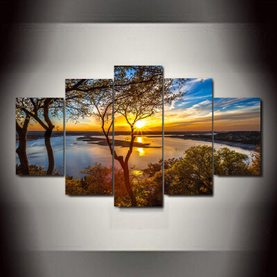 

Waterside Sunset Frameless Printed Canvas Art Print 5PCS