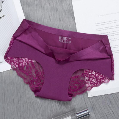 

Ladies Lace Ice Silk Underwear Panties Slim Seamless Transparent Breathable Low Waist Underwear Intimates Unerpants