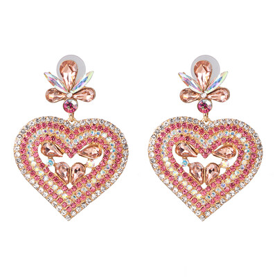 

2019 Vintage Boho Statement Crystal Heart Drop Earrings Ethnic Antique Heart-shaped Jewelry Birdal Wedding Party Accessories