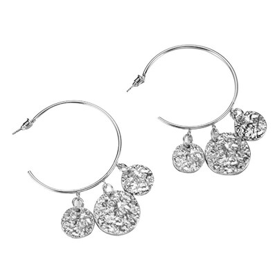 

Women Metal Disc Pendant C Shape Ear Studs Statement Earrings Banquet Jewelry