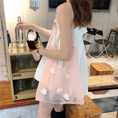 

Tailored Womens Transparent Bag Hollow Flower Shoulder Bag Simple Light Student Bag