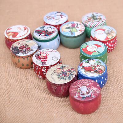 

Christmas Small Round Metal Candy Box Storage Jar Holder Xmas Gift Container New