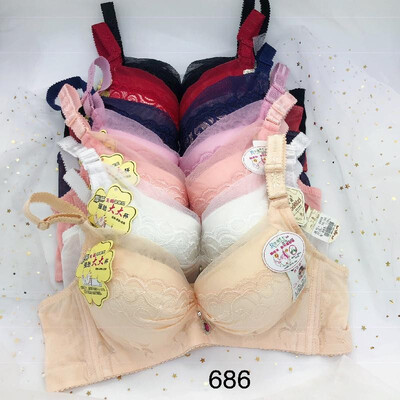

Wholesale supply thickening non-magnetic fashion jacquard lace no steel ring adjustment gathered bra Jujube