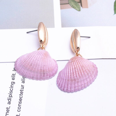 

EK646 Bohemian Sea Shell Drop Earrings For Women Metal Starfish Conch Shell Cowrie Statement Earrings 2019 Summer Beach Jewelry