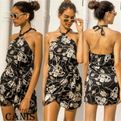 

Womens Summer Boho Mini Dress Evening Cocktail Party Beach Short Dress Sundress